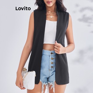 Lovito เสื้อเบลเซอร์ธรรมดา เรียบหรู สําหรับผู้หญิง LBE03001 (สีดํา)