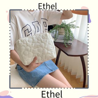 Ethel1 กระเป๋าเครื่องสําอาง สีพื้น น้ําหนักเบา ลายดอกไม้ ความจุขนาดใหญ่ สําหรับเดินทาง