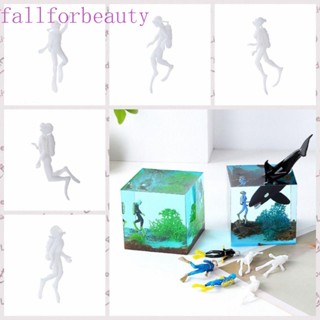 Fallforbeauty โมเดลฟิกเกอร์นักดําน้ํา 3D พลาสติก สีขาว สําหรับตกแต่งโต๊ะ