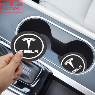 Tesla ที่รองแก้วรถ กันลื่น แผ่น ยาง แบบนิ่ม Model 3 Y S X