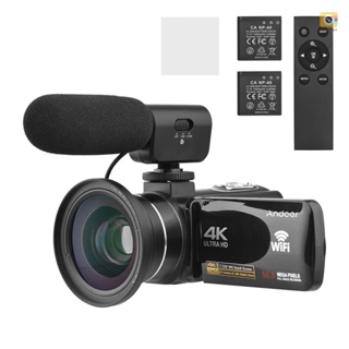 And-andoer กล้องบันทึกวิดีโอดิจิทัล 4K WiFi DV 56MP ซูม 18X หน้าจอสัมผัส IPS 3.0 นิ้ว รองรับการตรวจจับใบหน้า IR เวอร์ชั่นกลางคืน กันสั่น พร้อมแบตเตอรี่ 2 ชิ้น