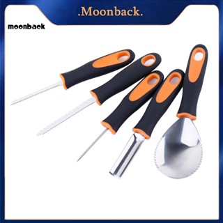 &lt;moonback&gt; ชุดเครื่องมือแกะสลักฟักทอง ประหยัดพื้นที่ พร้อมด้ามจับ 5 ชิ้น ใช้ง่าย สําหรับฮาโลวีน