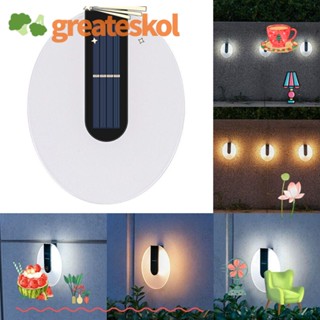 Greateskol โคมไฟติดผนัง LED พลังงานแสงอาทิตย์ สีขาว / อุ่น โคมไฟติดผนัง อะคริลิค กันน้ํา ไฟบันไดบ้าน