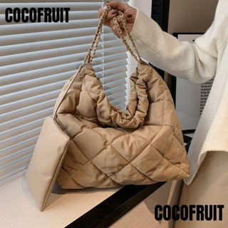 Cocofruit กระเป๋าสะพายไหล่ กระเป๋าช้อปปิ้ง หนัง PU ทรงโท้ท จุของได้เยอะ บุขนนก แฮนด์เมด สําหรับผู้หญิง