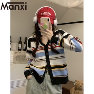 Manxi เสื้อแฟชั่นผู้หญิง เสื้อแขนยาว คลุม ไหมพรม ครอปเสื้อแขนยาว 36Z230908