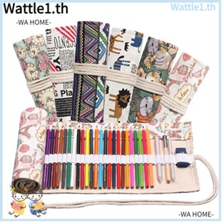 Wttle ม้วนผ้าม่าน ผ้าแคนวาส 12 24 36 48 72 รู หลากสี สําหรับจัดเก็บเครื่องเขียน ปากกา ดินสอ เครื่องสําอาง นักเรียน