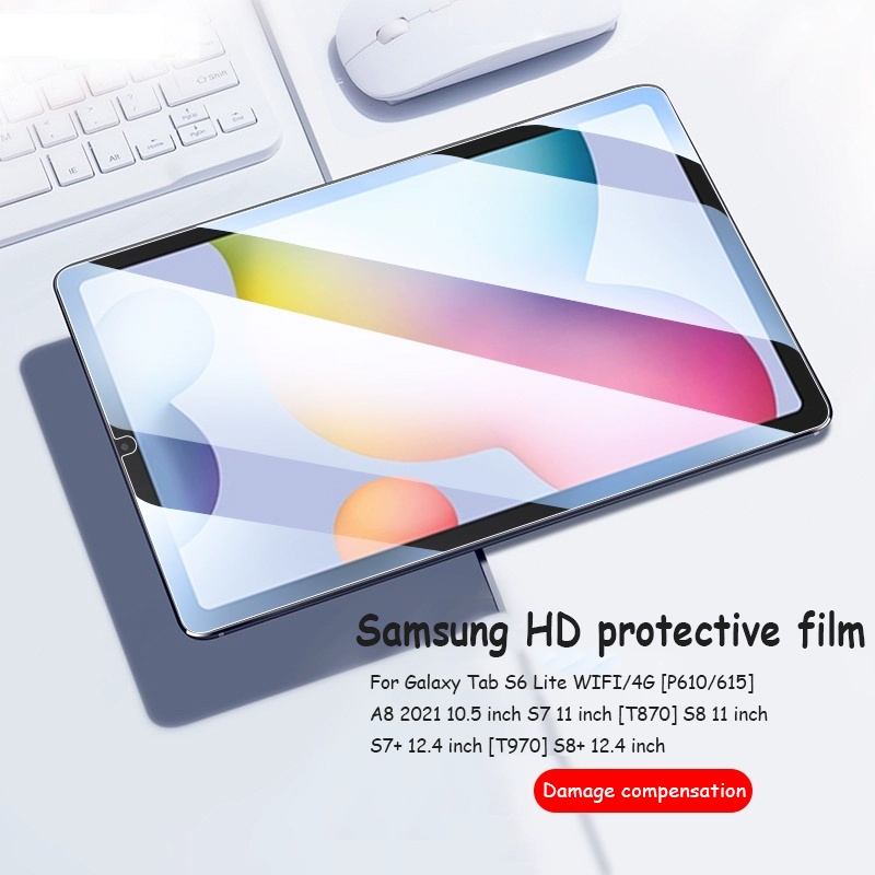 Samsung Galaxy Tab S6 Lite WIFI/4G A8 2021 10.5寸 S7 11寸 S8 11寸 S7+12.4寸 S8+12.4寸 ฟิล์มกันรอยหน้าจอแบบเต็มจอแท็บเล็ตกระจก