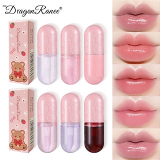 Dragonranee Mirror Cute Bear Doodle Lip Glaze ลิปสติกนักเรียนหญิงน่ารักกันน้ำ nuuo