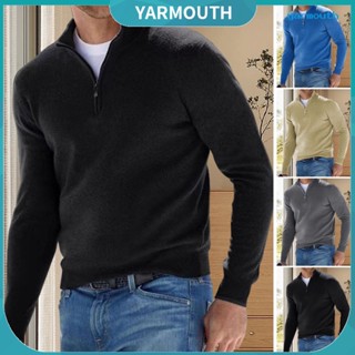 Yyr-- เสื้อกันหนาวแขนยาว คอวี มีซิป แบบนิ่ม เข้ารูป สีพื้น แฟชั่นฤดูใบไม้ร่วง และฤดูหนาว สําหรับผู้ชาย