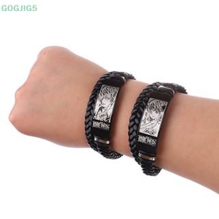 [GOGJIG5] สร้อยข้อมือหนังแท้ แม่เหล็ก สเตนเลส โจรสลัด ของขวัญเครื่องประดับ สําหรับผู้ชาย UOO