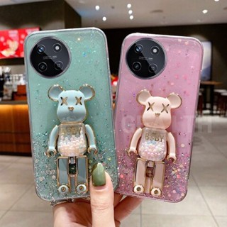 พร้อมส่ง ใหม่ เคสโทรศัพท์มือถือนิ่ม แบบใส ลายกากเพชร ดาว ท้องฟ้ากลางคืน พร้อมตัวยึดวาง หมีแคนดี้ สําหรับ Realme 11 NFC 4G 5G REALME11 Pro 11 Pro+ 2023 Realme11Pro Plus