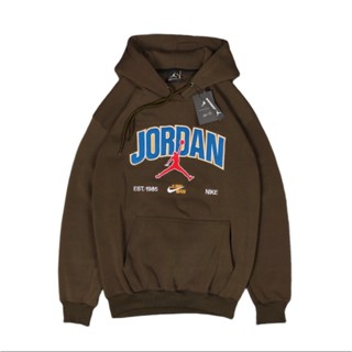 เสื้อแจ็กเก็ต มีฮู้ด ลาย Jordan COLLEGE BROWN สีน้ําตาล