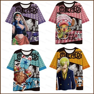 Cool เสื้อยืดแขนสั้นลําลอง พิมพ์ลายอนิเมะ One Piece Sanji Chopper Robin 3d พลัสไซซ์ สไตล์ฮาราจูกุ สําหรับผู้ชาย และผู้หญิง