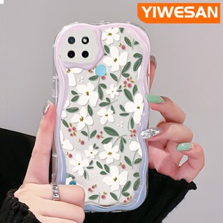 เคสโทรศัพท์มือถือแบบนิ่ม ใส กันกระแทก ลายดอกไม้ สีขาว แฟชั่น สําหรับ Realme C21Y C25Y