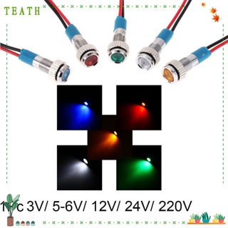 Teath แดชบอร์ดไฟแสดงสถานะ LED โลหะ กันน้ํา พร้อมสายไฟ 3V 5V 6V 9V 12V 24V 220V 1 ชิ้น