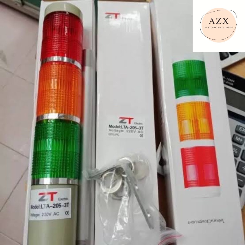 LTA-205-3T 24V 3สี แดง/เหลือง/เขียว Red/Yellow/Green 3 Stack Tower Light ติดค้าง Maintain ทาวเวอร์ไล