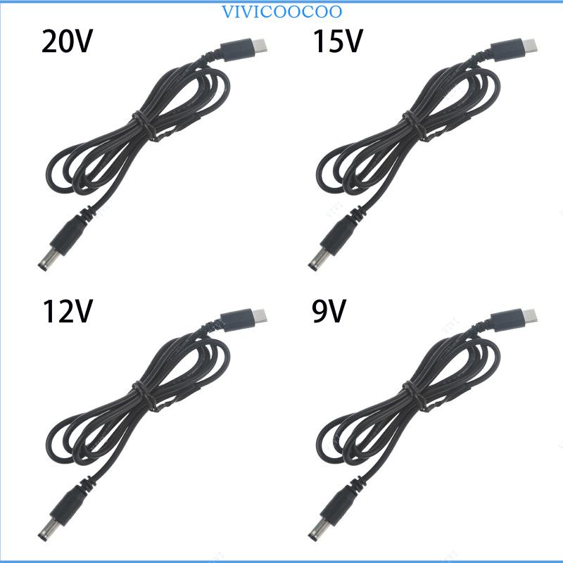 Vivi สายเคเบิลแปลงไฟ USB C Type-C PD เป็น 12V 5 5x2 1 มม. ยาว 98 ซม. สําหรับไฟ LED แล็ปท็อป Type-C PD