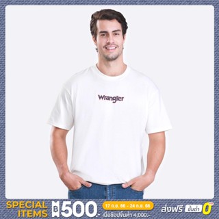 WRANGLER เสื้อยืดแขนสั้นผู้ชาย คอลเลคชั่น Cowboy Cool ทรง VINTAGE รุ่น WR S623MTSSN54 สีครีม แรงเลอร์ เสื้อผ้าผู้ชาย