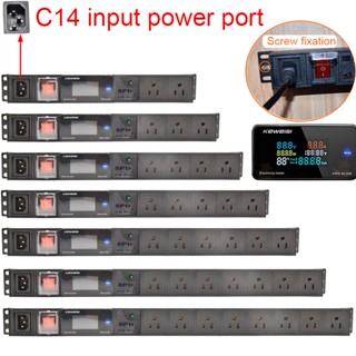 Pdu รางปลั๊กไฟติดผนัง โวลต์มิเตอร์ แอมมิเตอร์ มิเตอร์วัดไฟ อินพุต C14 ซ็อกเก็ต US 2-13 ทาง ป้องกันไฟกระชาก