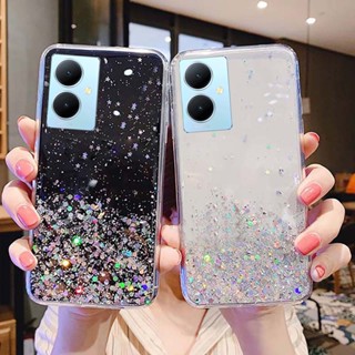 พร้อมส่ง เคสโทรศัพท์มือถือ ซิลิโคนนิ่ม TPU ใส ปิดด้านหลัง ลายกลิตเตอร์ดาว สําหรับ VIVO Y78 5G