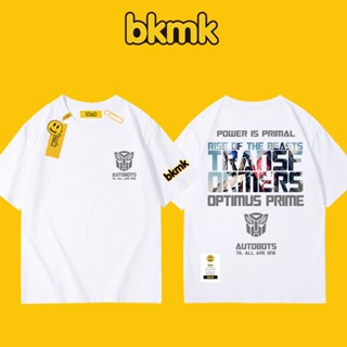 เสื้อยืดแขนสั้น พิมพ์ลาย BKMK Tide Transformers 7 Super Warriors Bumblebee Optimus Prime Fantasy สําหรับผู้ชาย