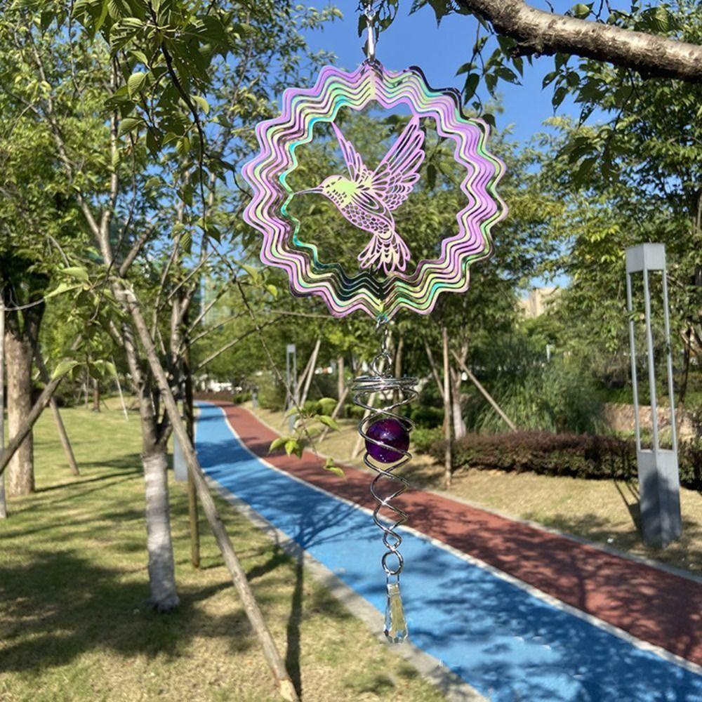 Somedayzl โมบายกระดิ่งลม รูปนกฮัมมิ่งเบิร์ด 3D หมุนได้ สําหรับแขวนตกแต่งบ้าน - รูปที่ 7