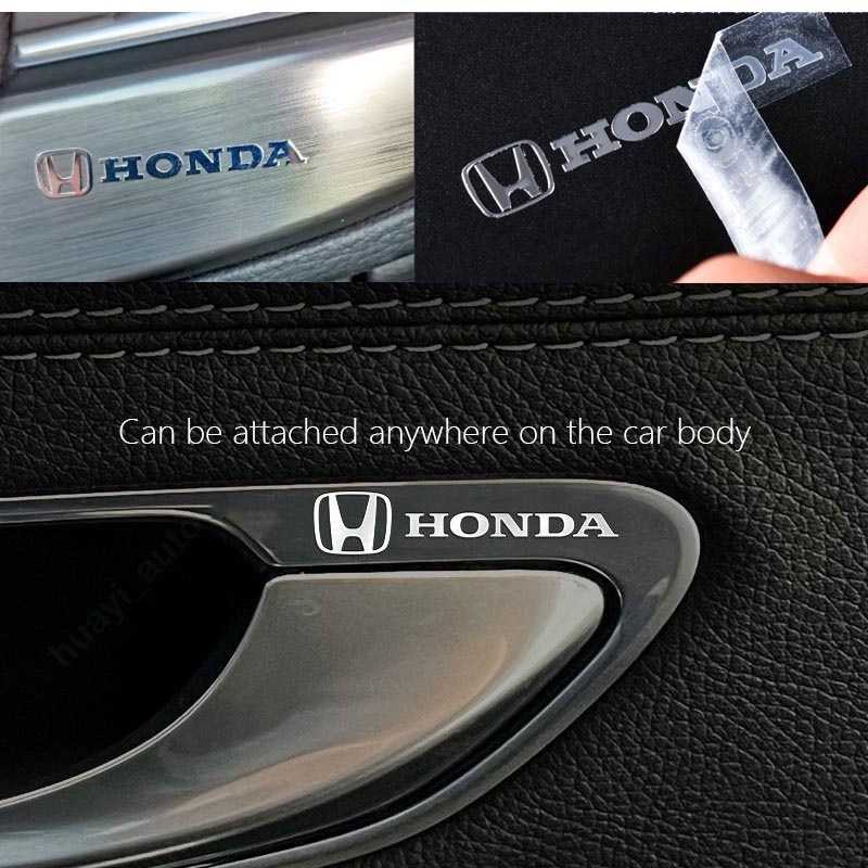 Honda สติกเกอร์โลโก้โลหะ 3D สร้างสรรค์ สําหรับติดตกแต่งกระจกมองหลังรถยนต์ For City Hatchback Civic fc fd Accord Jazz BRV HRV CRV Odyssey WRV Vezel Accessories