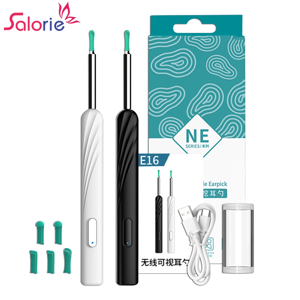 Salorie HD พิกเซล ที่แคะหู WIFI USB พร้อมช้อนหู 4 อัน ไฟ LED แสง 6 ชนิด กันน้ำ ไม้แคะหูมีกล้อง ชุดแคะหู ไม้แคะหู