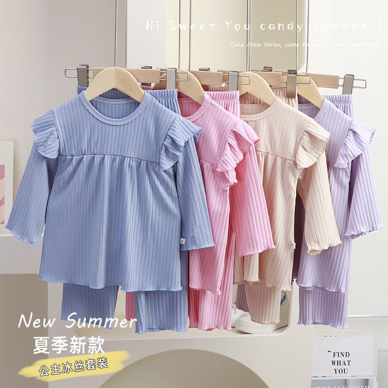 [ML] 90-140 ซม. ชุดนอนเด็ก เด็กผู้หญิง ฤดูใบไม้ผลิ ฤดูใบไม้ร่วง สไตล์ เด็กทารก เสื้อผ้า ฤดูร้อน บาง สไตล์ ชุดนอนผู้หญิง นักเรียน