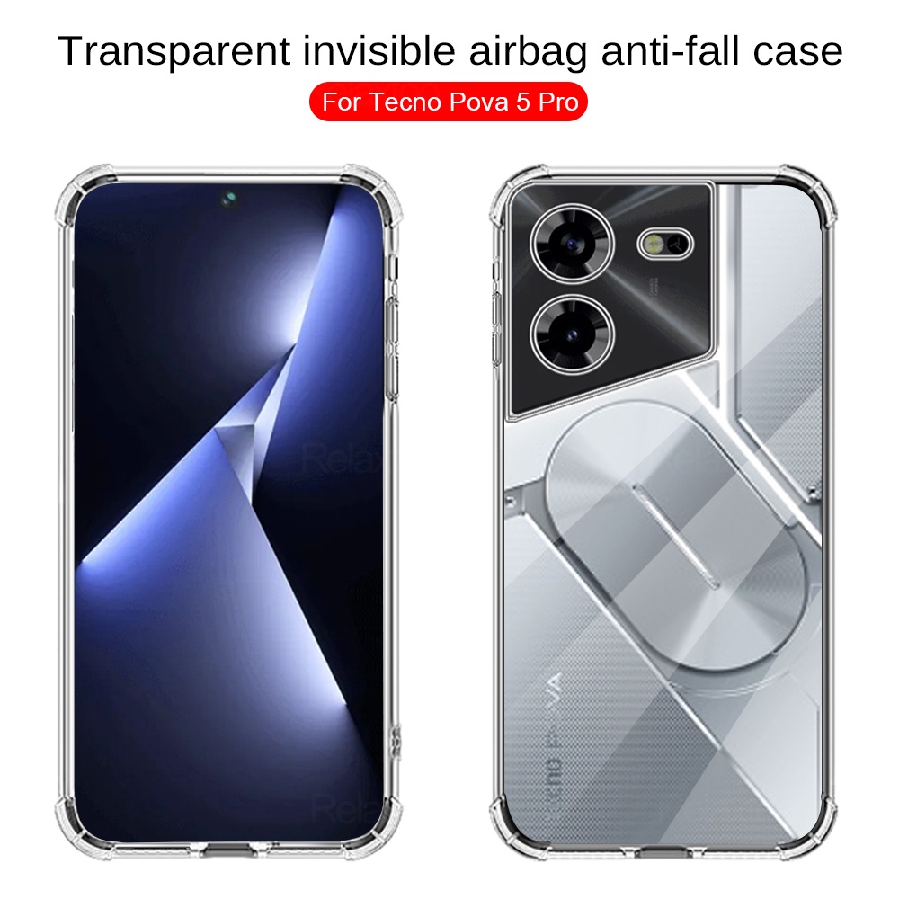 เคสโทรศัพท์มือถือ ซิลิโคนนิ่ม ใส กันรอยกล้อง กันตก สําหรับ Tecno Pova 5 Tecno Pova 5 Pro Tecon Pova5