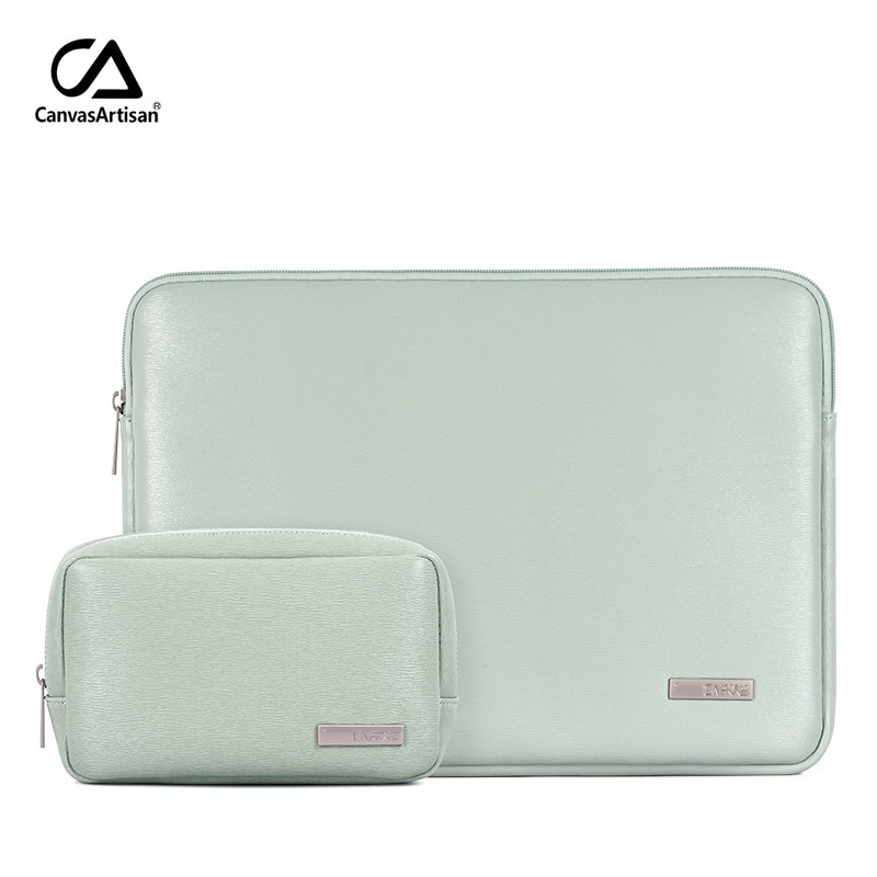 CanvasArtisan เคสกระเป๋าใส่แล็ปท็อป หนัง PU กันน้ํา สีแคนดี้ พร้อมที่ชาร์จเมาส์ สําหรับ Macbook Air Pro M1 M2 11 12 13 14 15 นิ้ว