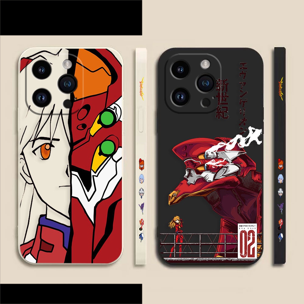 เคสโทรศัพท์มือถือ ซิลิโคน ลายอะนิเมะญี่ปุ่น Neon Genesis Evangelion มีลายด้านข้าง สําหรับ iPhone 15 13 12 14 11 SE2020 SE2022 X XS 8 7 6S 6 Pro Max Plus Mini