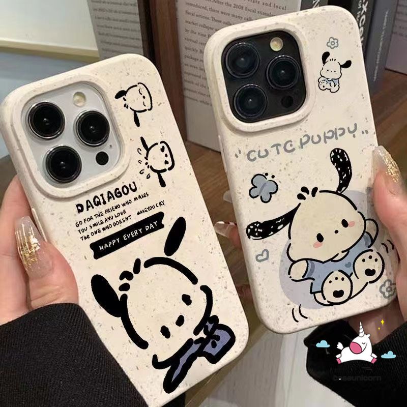 SANRIO เคสโทรศัพท์มือถือ แบบนิ่ม ลายลูกสุนัข และซานริโอ้น่ารัก ย่อยสลายได้ สําหรับ iPhone XR 8 7 6S 15 6 Plus 11 15 13 12 14 Pro MAX X 7plus XS MAX SE 2020