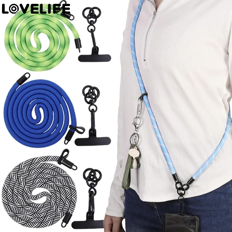 [ Featured ] สายคล้องโทรศัพท์มือถือ แบบถัก / เชือกคล้องโทรศัพท์มือถือ สะพายข้าง / สายคล้องคอขยาย 120 ซม. / สายคล้องคอ แบบหนา ป้องกันการสูญหาย / สายคล้องคอ แบบสากล