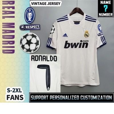 เสื้อกีฬาแขนสั้น ลายทีมฟุตบอล Real Madrid's Home Ronaldo Fan Edition 2010 2011 ชุดเหย้า สไตล์เรโทร