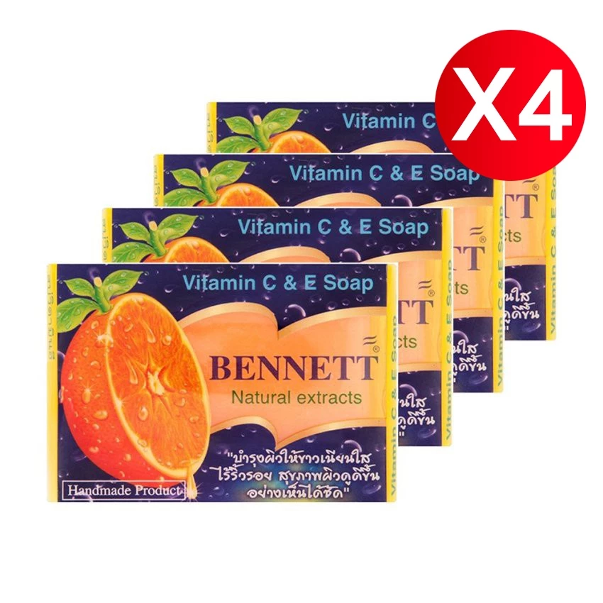 สบู่เบนเนทส้ม Bennett สบู่วิตามินซีและอี สบู่ก้อน ขนาด 130 กรัม 4/6/9/12 ก้อน [S] thumbnail 7