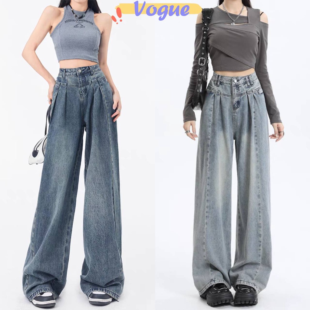 Vogue พร้อมส่ง กางเกงขนยาวเอวสูง ทรงกระบอก มี2สี ใส่สบาย (869NEW) -NZ