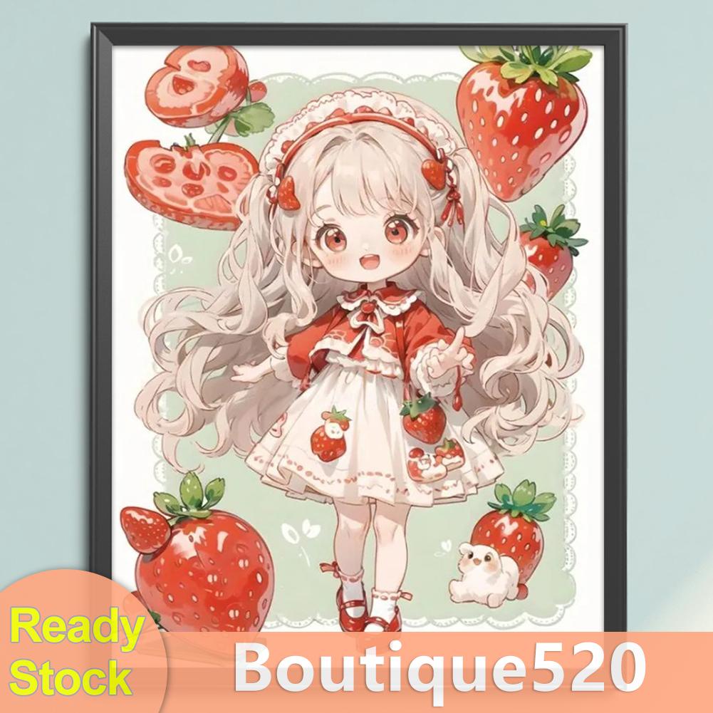 [boutique520.th] ชุดปักครอสสติตช์ ผ้าฝ้าย พิมพ์ลายสตรอเบอร์รี่ 11CT 40X50 ซม.