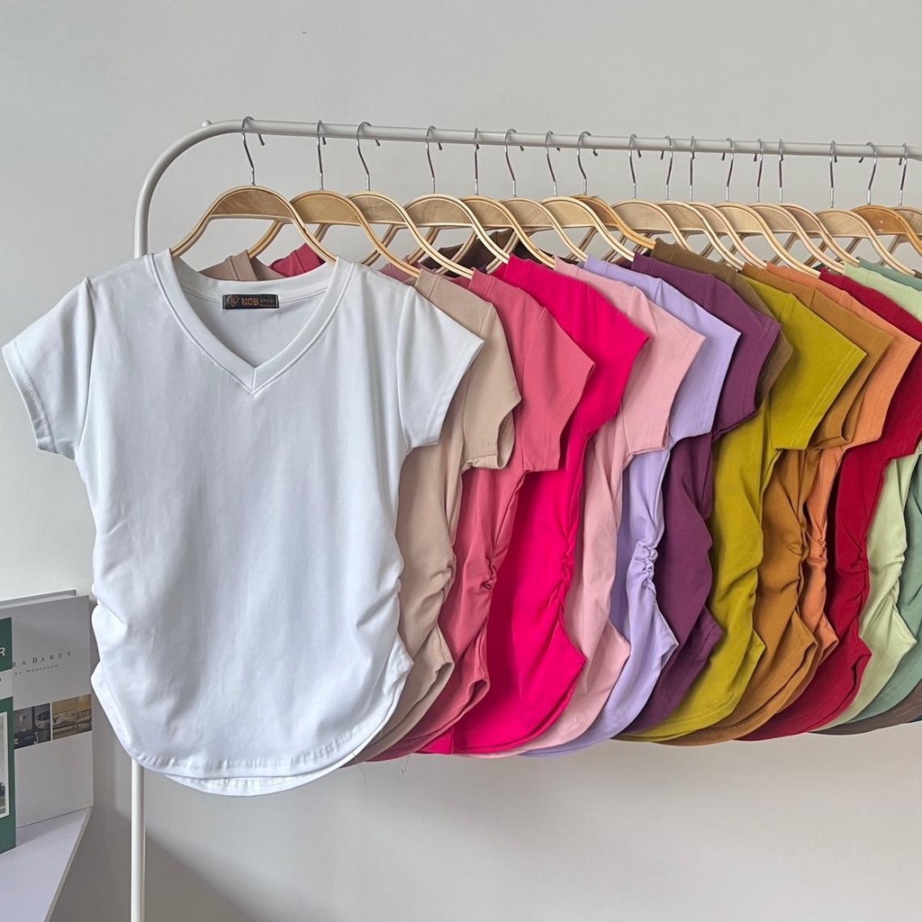 เสื้อคอวี เอวจั๊ม VA83 หลายสี Free Size พร้อมส่ง