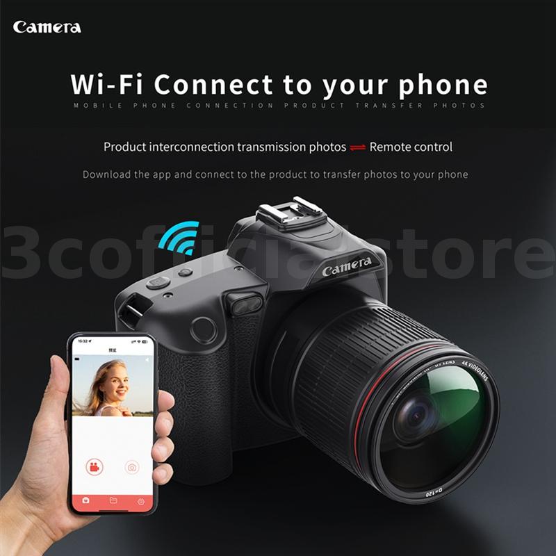 กล้องบันทึกวิดีโอดิจิทัล D5 6400 ล้านพิกเซล HD WiFi 4K เลนส์คู่ พร้อมหน้าจอ IPS 3 นิ้ว ซูม 16X DSLR สําหรับ Youtube สตรีมมิ่ง Vlog