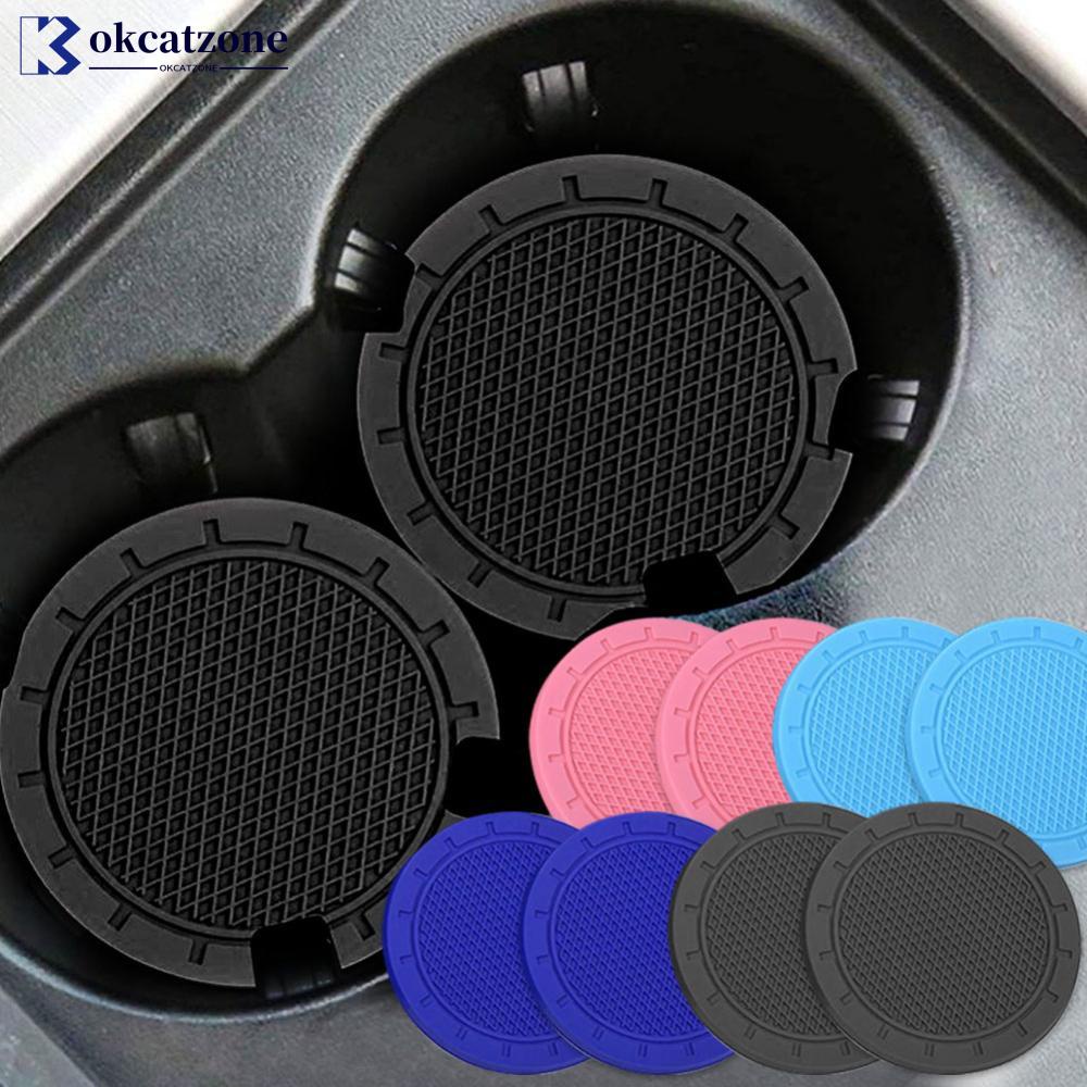 Okcatzone แผ่นยางรองแก้วน้ํา กันลื่น สําหรับรถยนต์ 2 ชิ้น ต่อชุด J8R1