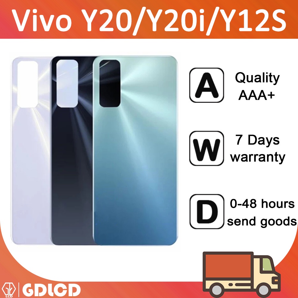 Vivo Y20/Y20i/Y12S/Y30/V2029/V2027/V2032/V2034A/V2043/V2026 ฝาหลังแบตเตอรี่ประตูกรณีด้านหลังกระจกอะไ