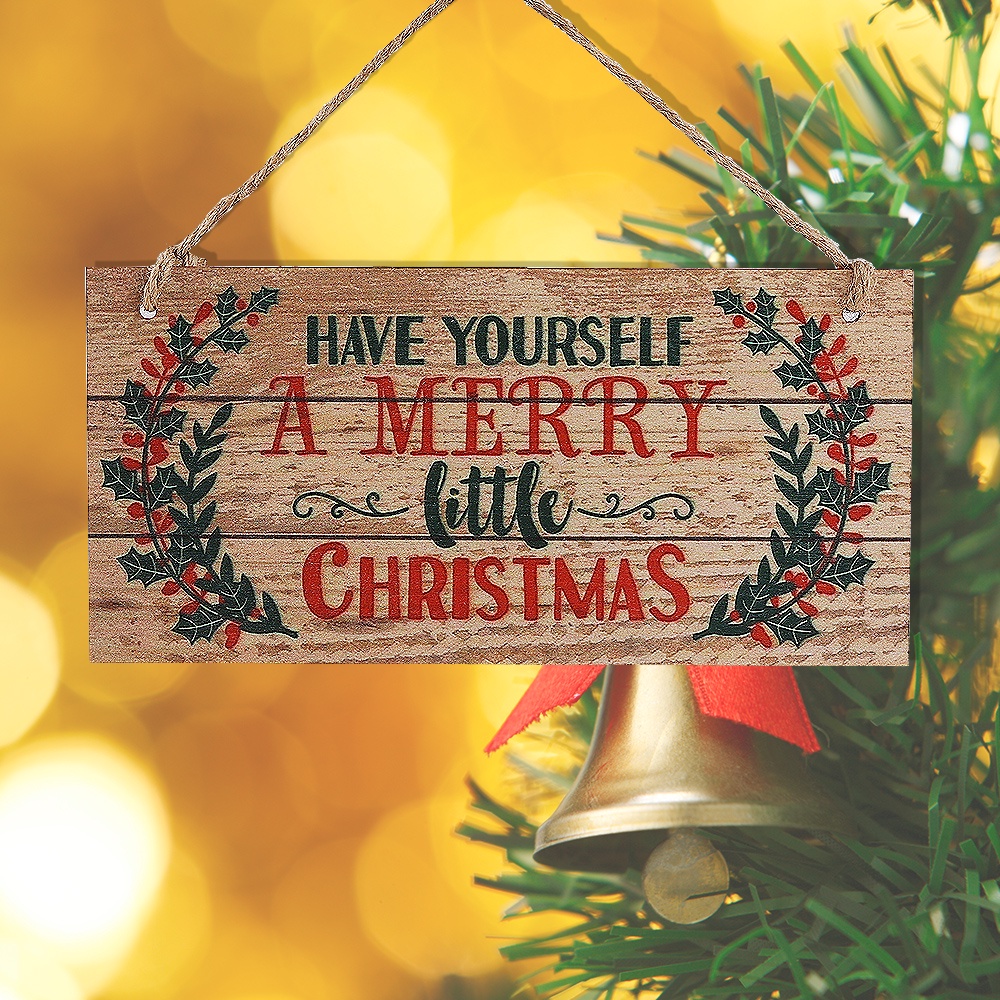 ป้ายไม้แขวนประตู ลาย Merry Christmas สําหรับตกแต่งต้นคริสต์มาส ปาร์ตี้ สวน กลางแจ้ง