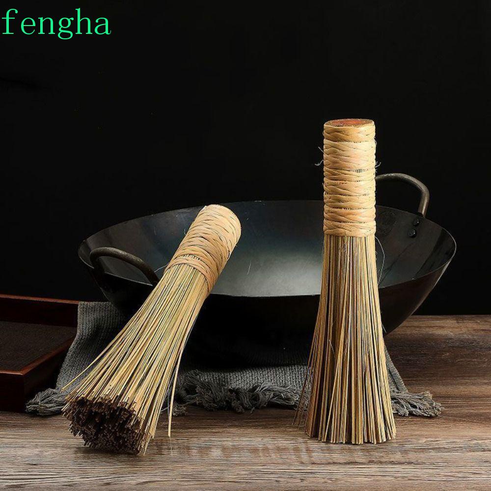 Fengha แปรงไม้ไผ่ แบบดั้งเดิม ทนทาน สําหรับทําความสะอาดกระทะ หม้อ
