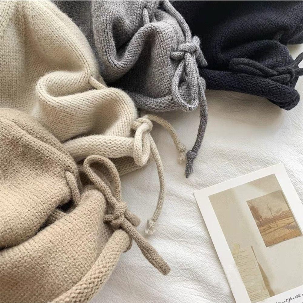 Mh หมวกบีนนี่ถัก สีพื้น อบอุ่น สไตล์ฮิปฮอป ฤดูหนาว สําหรับผู้ชาย - รูปที่ 5