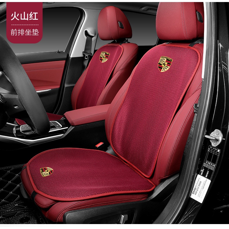 เบาะรองนั่ง ผ้าลินิน ระบายอากาศ ลายโลโก้รถยนต์ Porsche Cayenne Cayman Panamera Macan Taycan 718 911 เหมาะกับฤดูร้อน