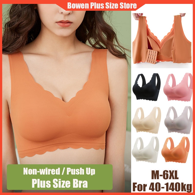 BowenM-6XL For40-140kgPlus ขนาดผู้หญิง Bra สาวอ้วนไม่มีรอยต่อ Push up กีฬาความงามกลับความร้อนรูป Und