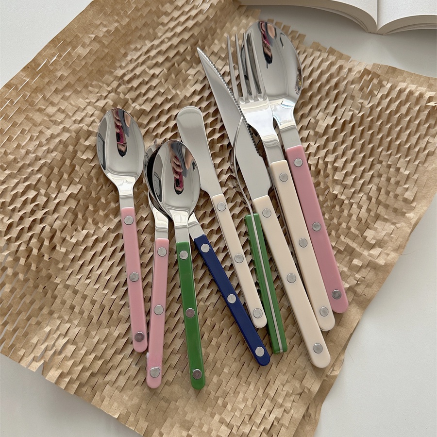 HERA ชุดช้อนส้อม มีดสเต็ก เนย สแตนเลส สไตล์เกาหลี ช้อนกาแฟ Korea Style Cutlery Set Stainless Steel Spoon Fork Steak Knife Butter Knife