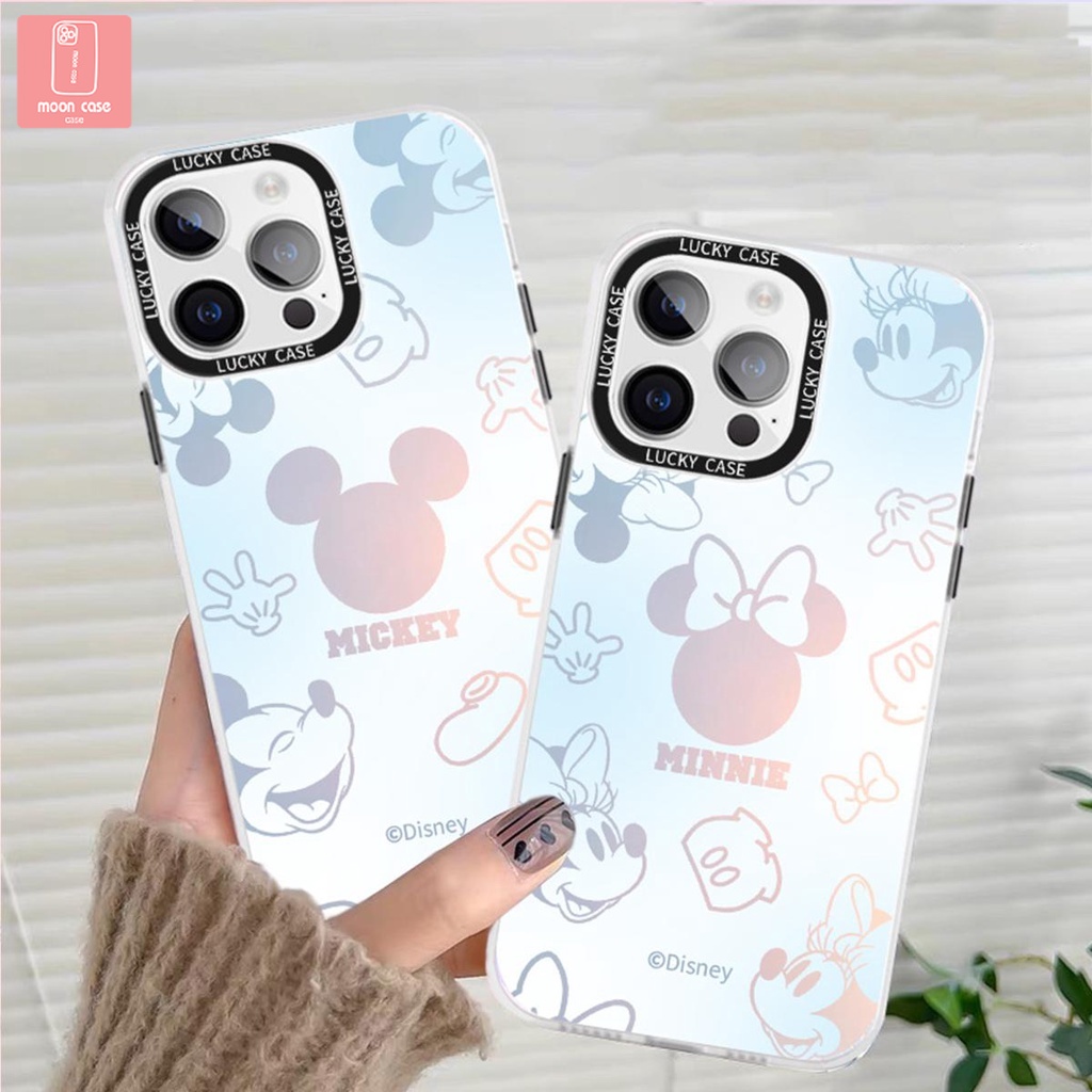 กรณีโทรศัพท์มือถือ ป้องกันการตก for iPhone 15 14 13 Pro 12 11 Plus X XR XS Max 7 8 SE2020 การ์ตูนน่ารักมินนี่ TPU Case