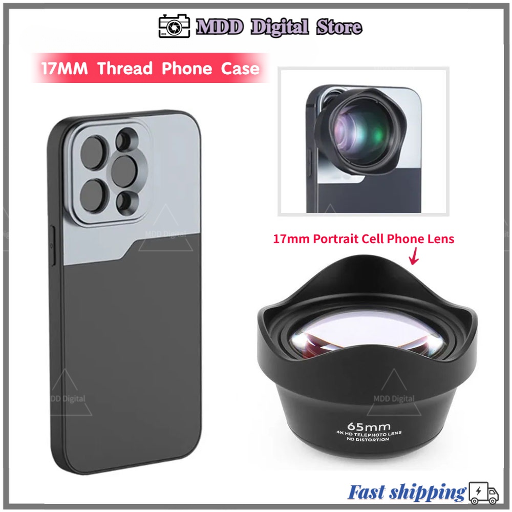 เคสโทรศัพท์ 17 มม. สำหรับ Iphone 15 Pro Max Plus, ชุดเลนส์มาโคร 10X สำหรับ Iphone 15 Pro Max เลนส์ 6